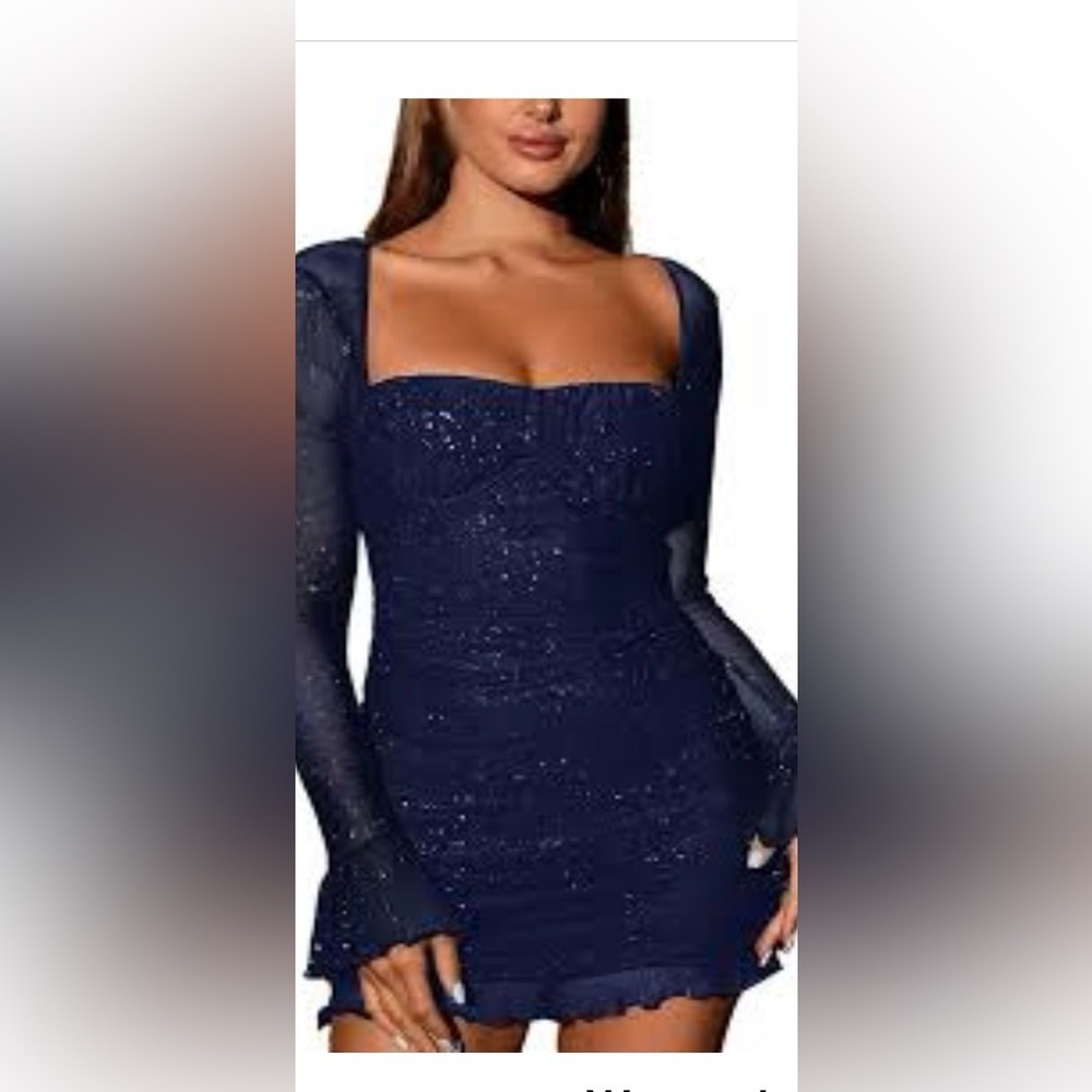 Elegant Navy Blue Long Sleeve Dress NWTs